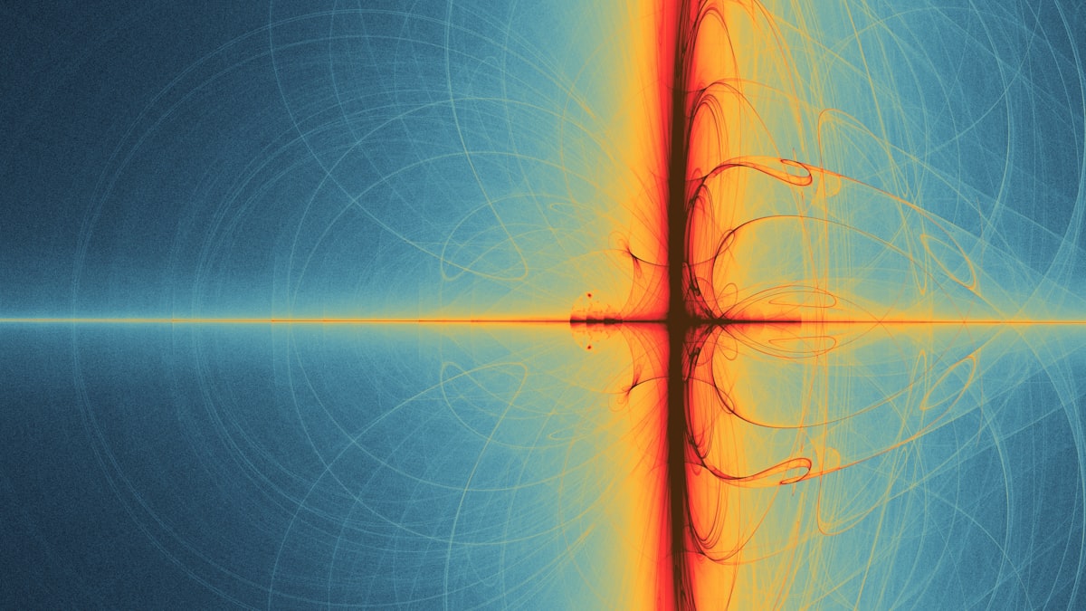 Abstract fractal pattern with warm and cool colors, representing the volumetric nature of Gaussian Splatting data